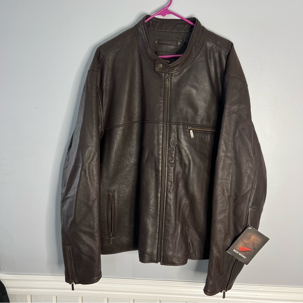 Red Wing Shoes Leather Jacket Mens XXL Chocolate Brown